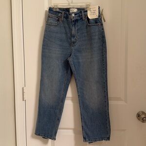 Abercrombie & Fitch Ankle Straight Ultra High Rise Jean with slits on the back